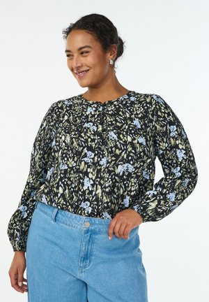 MIT MUSTER UND KNÖPFEN - Pluus - black flower aop