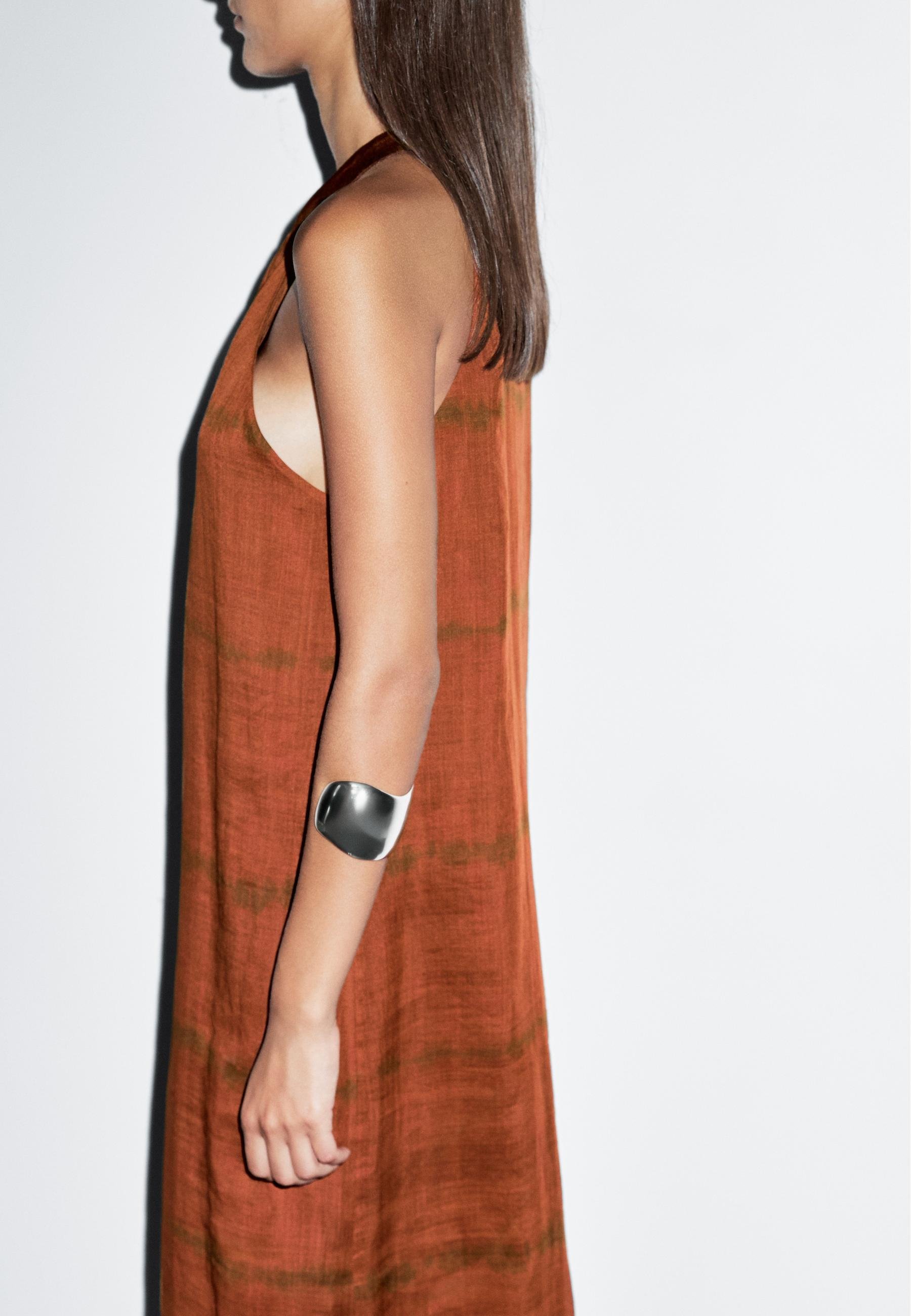 Massimo Dutti LONG STRIPED HALTER NECK - Maxi dress - orange