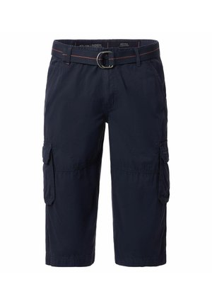 Marine cargoshorts van lichtgewicht stof met twee zijzakken, gestikte accenten en een riem met een zilveren gesp.