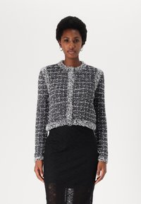 KARL LAGERFELD BOUCLE CARDIGAN - Kardigán - black/white/sweet lavender