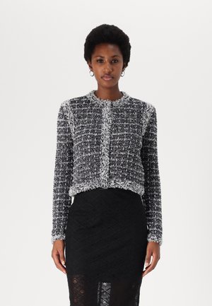 BOUCLE CARDIGAN - Cardigan - black/white/sweet lavender