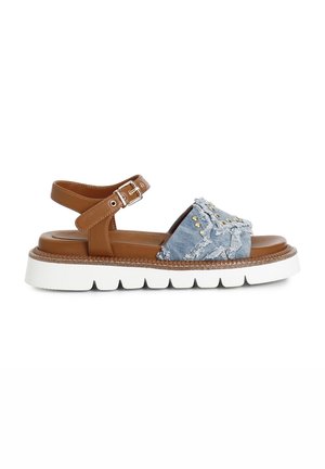 Sandalen met sleehak - turquoise