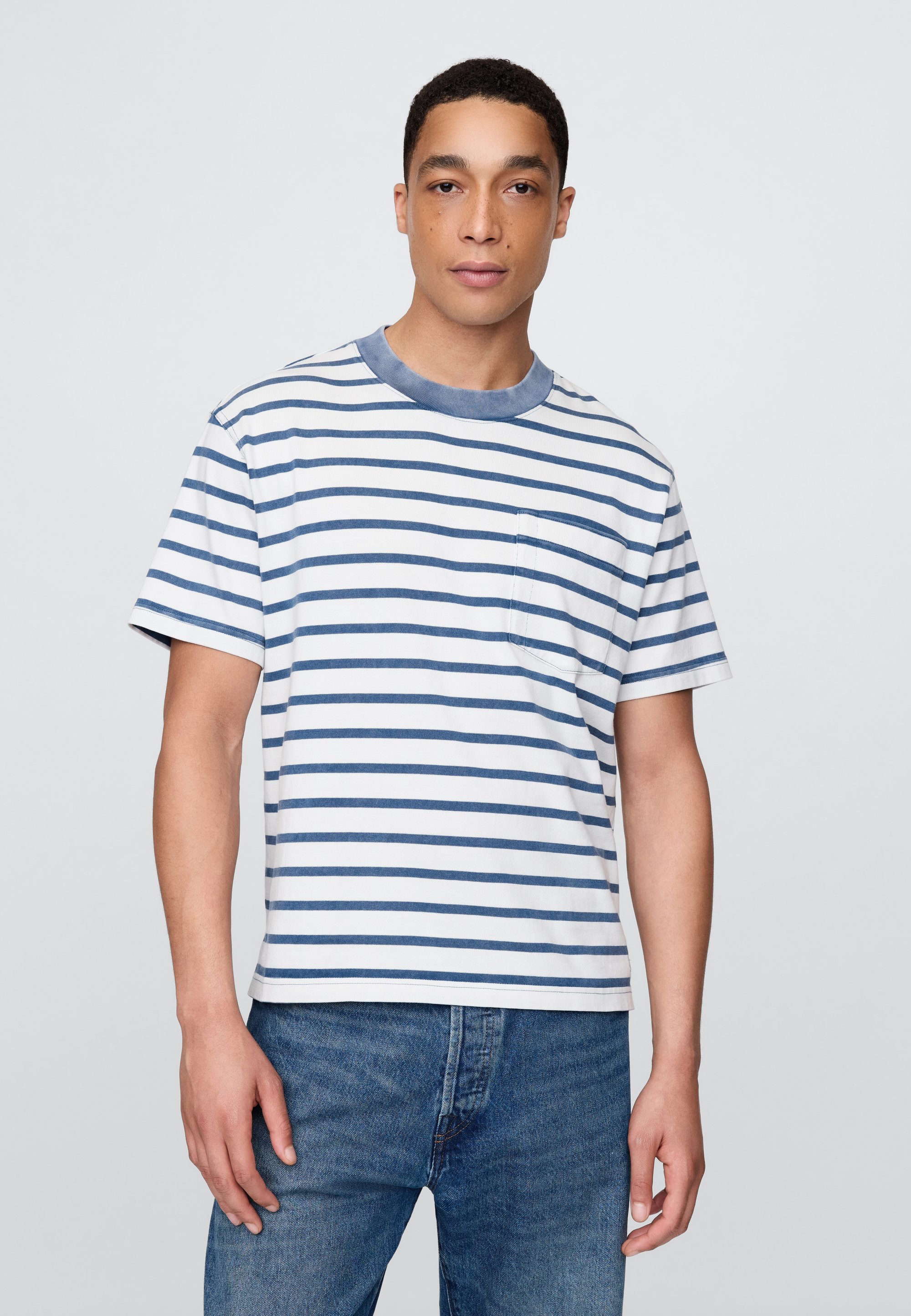 T-shirt rayé à manches courtes - Bleu marine - Homme
