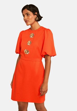 Love & Roses, REGULAR FIT - PUFF SLEEVE GOLD BUTTON MINI DRESS  . - Denné šaty - orange