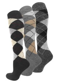 Normani KNEE HIGH ALPACA KARO 3 PACK - Kniestrümpfe - karo dunkel