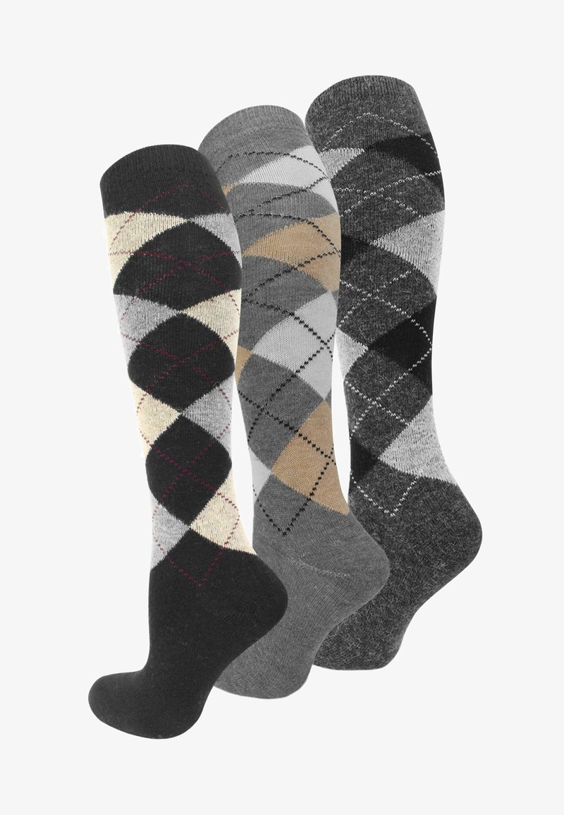 Normani KNEE HIGH ALPACA KARO 3 PACK - Kniestrümpfe - karo dunkel