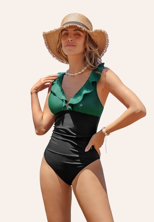 Cupshe ALLURING WITH STYLISH CONTRASTS - Maillot de bain - evergreen black