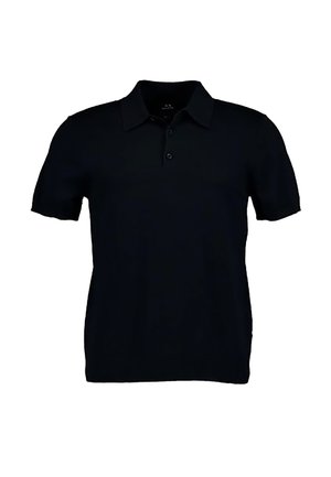 Polo shirt nero in cotone, con colletto classico, patta con tre bottoni, maniche corte e orlo dritto.
