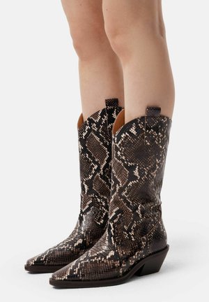 Cowboy/Biker boots - brown/black/white