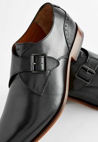 Next LEATHER SINGLE MONK SHOES - Zakelijke loafers - black
