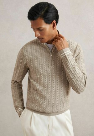 REGULAR FIT - TUSCANO HALF-CABLE  - Svetrík - oatmeal brown