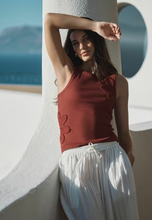 Next, REGULAR FIT - RIBBED CROCHET VEST TOP . - Top - rust brown
