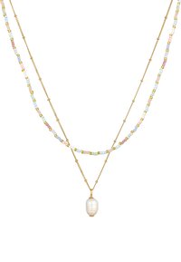 Elli Collana Donna Choker Layer Look Con Quarzo Rosa – Catene Multiple In Argento 925 Placcato Oro – Gioiello Moderno E Di Tendenza - 4