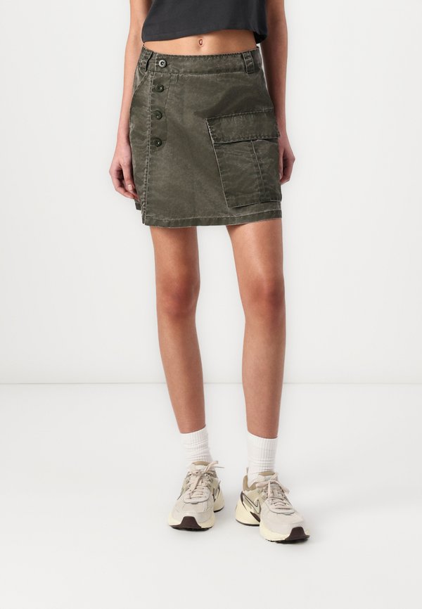 VINTAGE MINI SKIRT - Denim skirt - dark olive