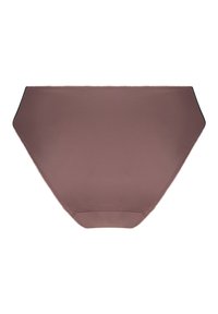 Braune, hochgeschnittene Damenunterwäsche mit glatter Textur und nahtlosem Design. Mit subtilen elastischen Akzenten am Bund.