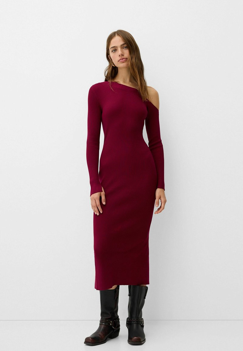 Bershka Gebreide jurk bordeauxrood Bershka Gebreide jurk bordeauxrood