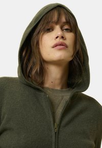 Just Cashmere FULL ZIP WITH HOOD - Cardigan - kaki