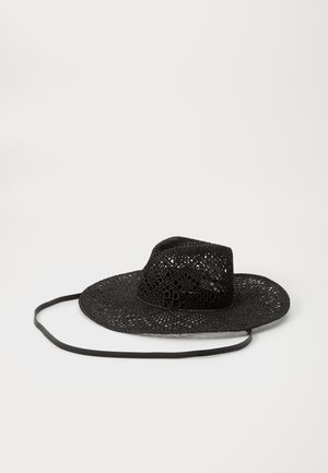 RUSLAN BAGINSKIY MONOGRAM EMBELLISHED NECK TIE & CHIN STRAP FEDORA HAT - Cappello - black