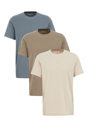 3-PACK - T-Shirt basic - blue beige taupe