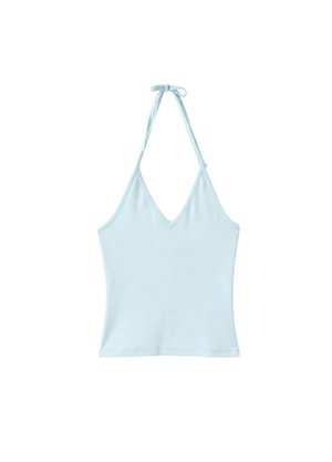 Stradivarius, FITTED HALTER TOP - Débardeur - turquoise