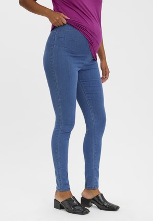 MAMALICIOUS Mlsantos Slim Coated High Back Jeans, Denim Nero, 29 W /32 L Donna