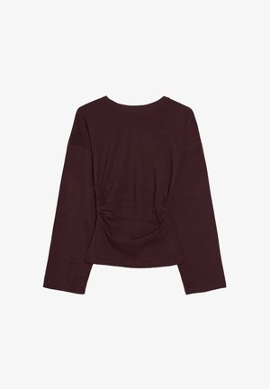 Bershka, LONG-SLEEVE T-SHIRT WITH FRONT GATHERING - T-shirt à manches longues - dark red