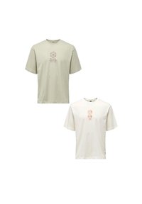 Only & Sons 2ER-SET RUNDHALS KURZARM - Print T-shirt - weiß-grau