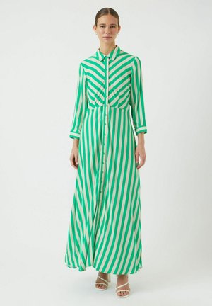 YASSAVANNA LONG DRESS - Shirt dress - sandshell stripes bright green