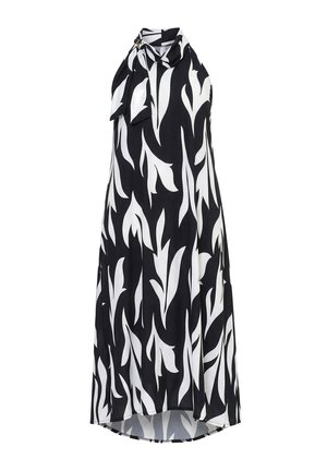 Ulla Popken, HIGH-NECK LEAF PRINT SLEEVELESS DRESS - Maxikleid - black