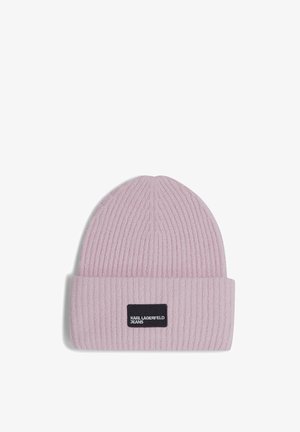 Karl Lagerfeld Jeans, LOGO PATCH LONG - Плетена шапка - lilac snow