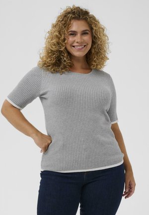 LIZZY CONTRAST PULLOVER - T-shirt basic - grey melw/chalk contrast