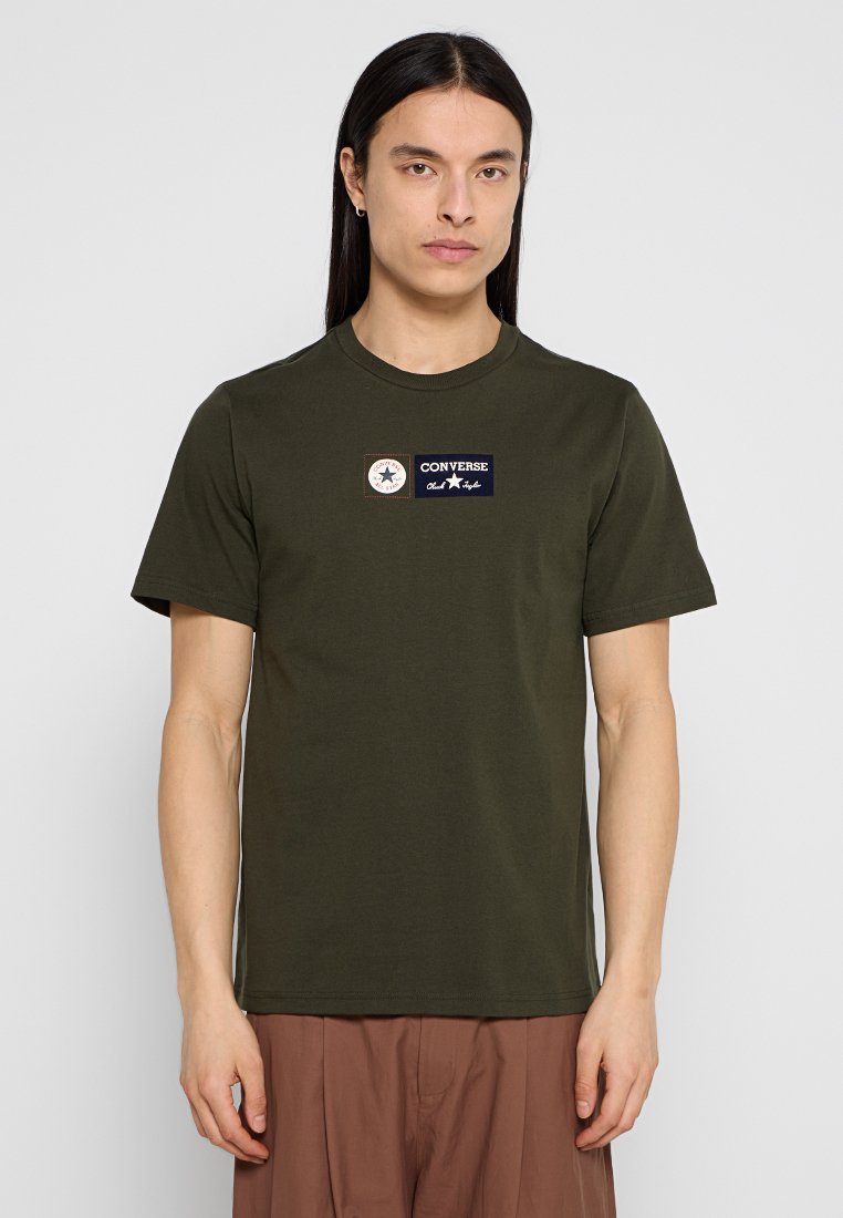 Converse T-shirt print donkergroen