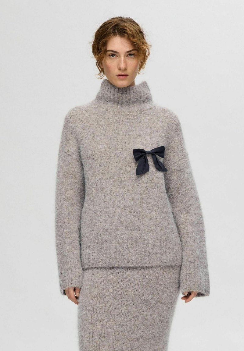 Selected Femme - SLFGABELLA HIGH NECK - Jumper - steel gray, Enlarge