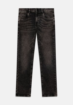 Svart denimjeans med en blekt finish, med raka bensnitt, fem fickor samt metallknapp och dragkedjestängning.