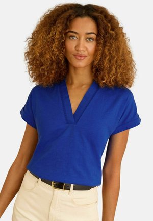 Love & Roses, NOTCH NECK LACE INSERT T-SHIRT - Printtipaita - blue