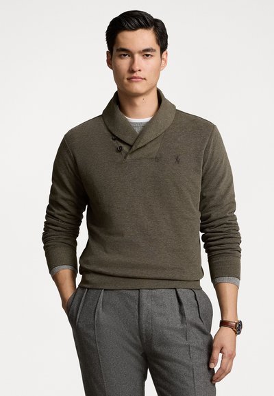 Polo Ralph Lauren LUXURY JERSEY SHAWL-COLLAR PULLOVER - Jersey de punto - wilson olive heather