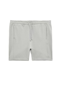 Lys grå bomuldsshorts med elastisk talje, snoretræk og to sidelommer. Lige snit med en glat tekstur og enkelt design.