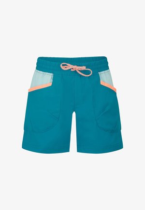 TROLLKIDS, GIRLS SENJA SHORTS - Outdoor Shorts - harbor blue aqua haze mellow peach