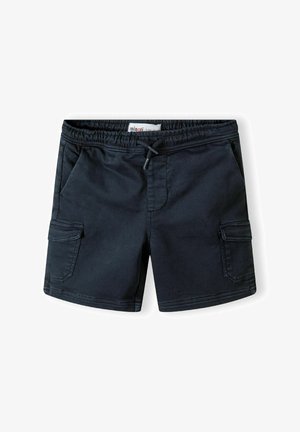 Sorte shorts lavet af bomuldsstof, med elastisk talje, snor i taljen og to sidelommer med cargo-design.