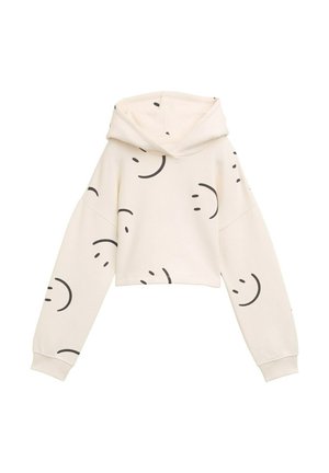 CROPPED MIT ALLOVER-PRINT - Kapuzenpullover - ecru base happy design