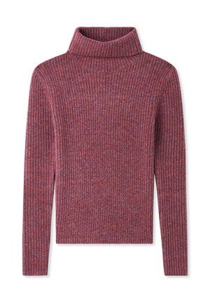 Maglione a dolcevita a coste di un caldo colore rosso-borgogna. Realizzato in tessuto a maglia testurizzato, con maniche lunghe e una vestibilità aderente.