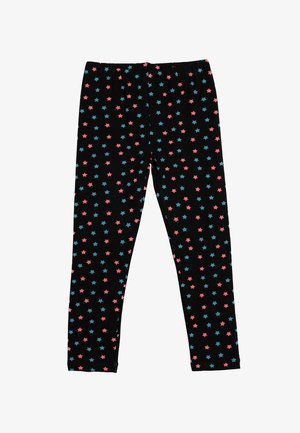 Sorte leggings med et mønster af lyserøde og blå stjerner over det hele. Blødt stof med en elastisk talje for komfort og pasform.