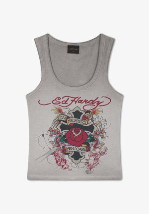 Ed Hardy, WOMENS IN MEMORY OF WHEN I CARED WASHED FITTED VEST TOP - Top - grey