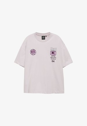 PULL&BEAR, BOXY SHORT SLEEVE WITH GRAPHIC - T-SHIRT - Tričko s potlačou - lilac