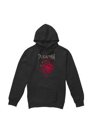 Black hoodie with red three-headed dragon emblem and "Targaryen Fire & Blood" text from Game of Thrones on the front.