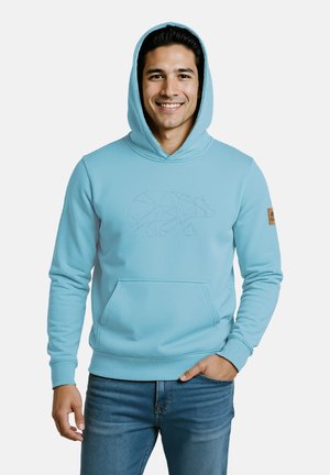 MIT GESTICKTEM POLYGONBÄR - Felpa con cappuccio - hellblau