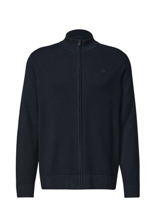 Homme aux cheveux courts et foncés, portant une chemise beige et un pull noir zippé, debout devant un fond clair uni.