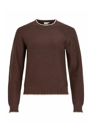 VILA, KNITTED PULLOVER VITEGNI ROUND NECK - Pullover - coffee bean