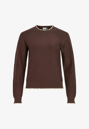 VILA, KNITTED PULLOVER VITEGNI ROUND NECK - Pullover - coffee bean