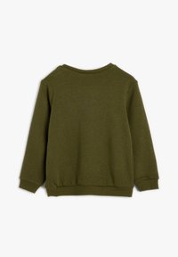 Olivgrön sweatshirt gjord av mjukt tyg, med rund hals, ribbade ärmslut och ribbat avslut, med en slät konsistens och utan mönster.